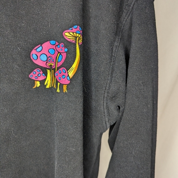 A-Lab Hoodie Magic Mushroom Black Pullover Graphic Sweatshirt Psychedelic Small - Picture 3 of 9